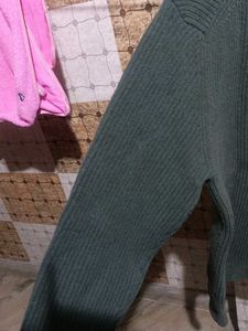 Green Knit Pullover Sweater