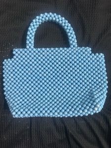 Cute Blue Beaded Daisy Handbag