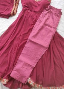 New Mauve Embroidered Anarkali Set