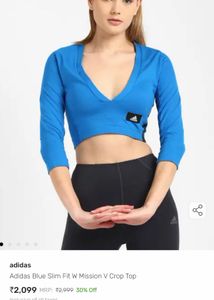Adidas Blue Slim Fit Crop Top