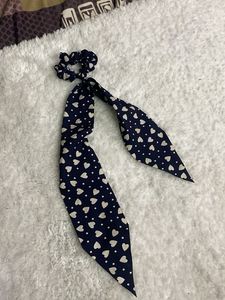 Navy Heart Scrunchie with Scarf