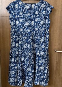 Chic Indigo Block Print Cotton dress