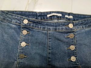 Women's Double Button Blue Jeans