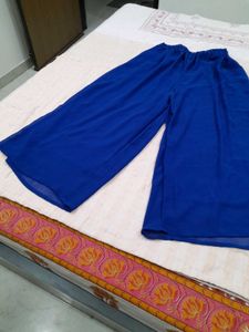 Blue Palazzo Pants with Tie Waist