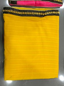 Vibrant Yellow Saree with Black Border