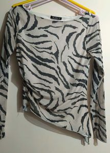 Sheer Tiger Print Long Sleeve Top