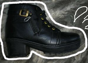 Black Ankle Boots with Buckle Detail