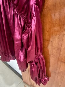 Chic Burgundy Satin Blouse