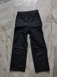Black Faux Leather Wide Leg Pants