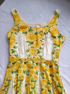 Vibrant Yellow Floral Summer Dress