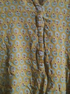 Yellow Floral Print Kurta