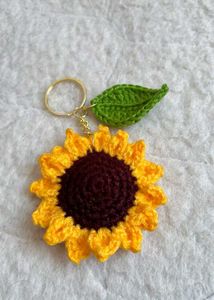 Crocheted Sunflower Keychain
