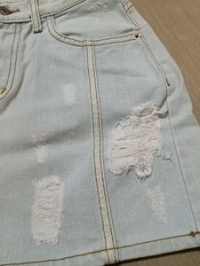 Distressed Denim Mini Skirt