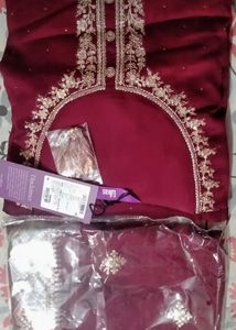 Maroon Embroidered Kurta Set