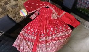 Red Embroidered Anarkali Suit