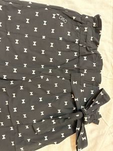 Stylish D&G Black Bow Print Pants