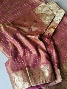 Golden Saree Elegant Silk with Blouse