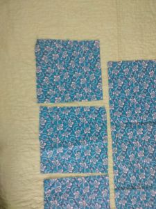 Turquoise blue printed cotton fabric pieces