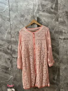 Elegant Peach Chikankari Kurta