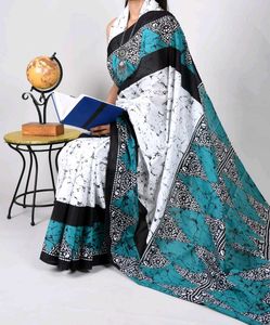 Brand New Batik Print Cotton Saree with bp