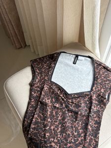 H&amp;M Leopard Print Square Neck Top
