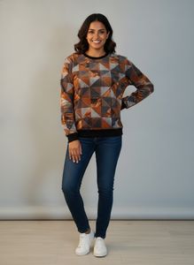 Geometric Print Crew Neck Sweatshirt