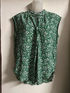 Chic Green Floral Sleeveless Top