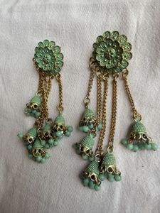 Green Bell Tassel Earrings