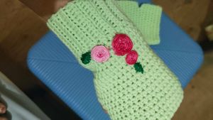 Crocheted hand warmer and spiral