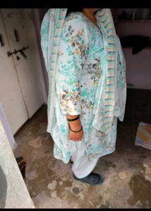 Elegant Floral Kurta Set sky blue salwar se
