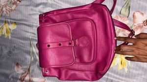 Stylish Pink Faux Leather Backpack