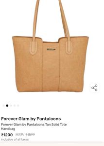 Pantaloons forever Glam Stylish Beige Tote Bag