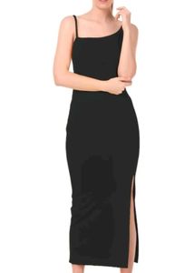 'M' Size Sleek Black Bodycon Midi Dress