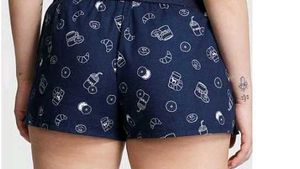 Cute Navy Sleep Shorts with Food Print