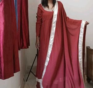 Maroon Kurta Set with Dupatta