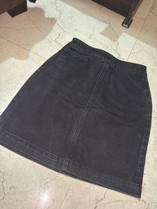 Classic Black Denim Skirt