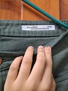 Olive Green Wide Leg Cropped Pants