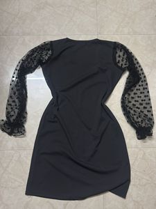 Polka Dot Dress with Sheer Sleeves