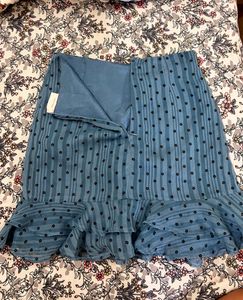 Blue flower Print Ruffle skirt