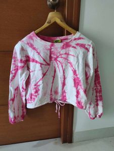 Pink Tie-Dye Cropped Long Sleeve