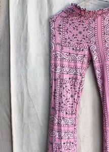 Pink Bandana Print Flare Pants