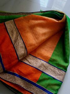 Vibrant Green Saree with Embellished Border