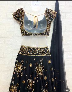 Elegant Black &amp; Gold Lehenga Choli
