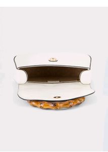 Lympk White Bamboo Handle Bag