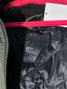 Green Bomber Jacket with Fur Hood