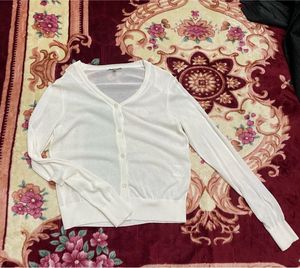 White V-Neck Cardigan