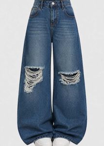 Freakins blue washed vintage baggy jeans distress