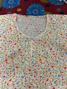 Floral Print Cotton Kurta