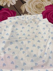 Cute Heart Print White Top