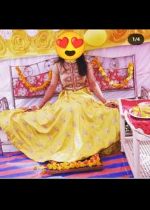 Golden ,Yellow Embroidered Lehenga With Blouse
